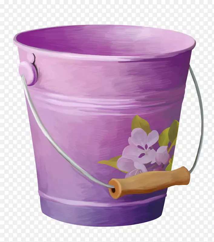 水桶油漆花盆剪贴画.马赛克印刷紫色水桶