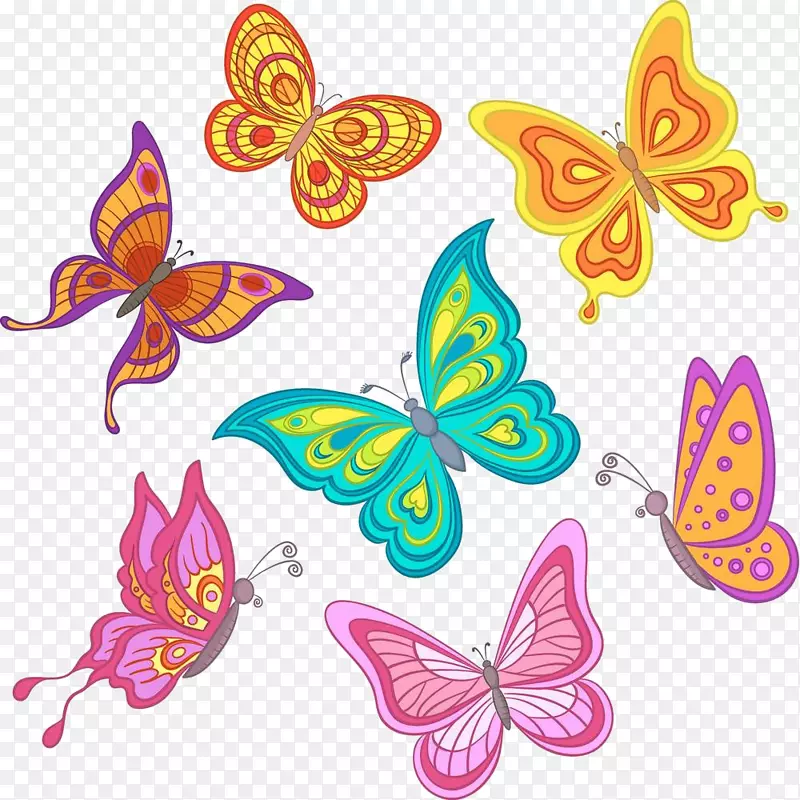 蝴蝶卡通插图-免费卡通蝴蝶
