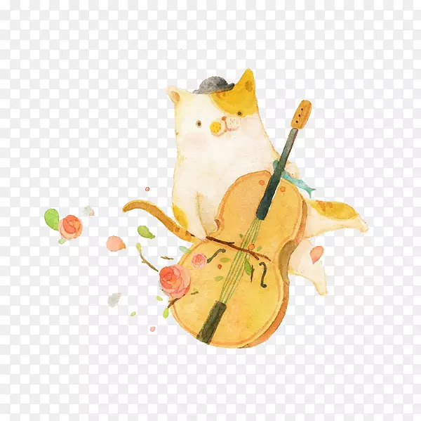 猫t恤大提琴拉小提琴猫拉小提琴