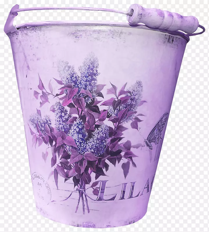 水桶紫色纸摄影.紫色花印刷桶