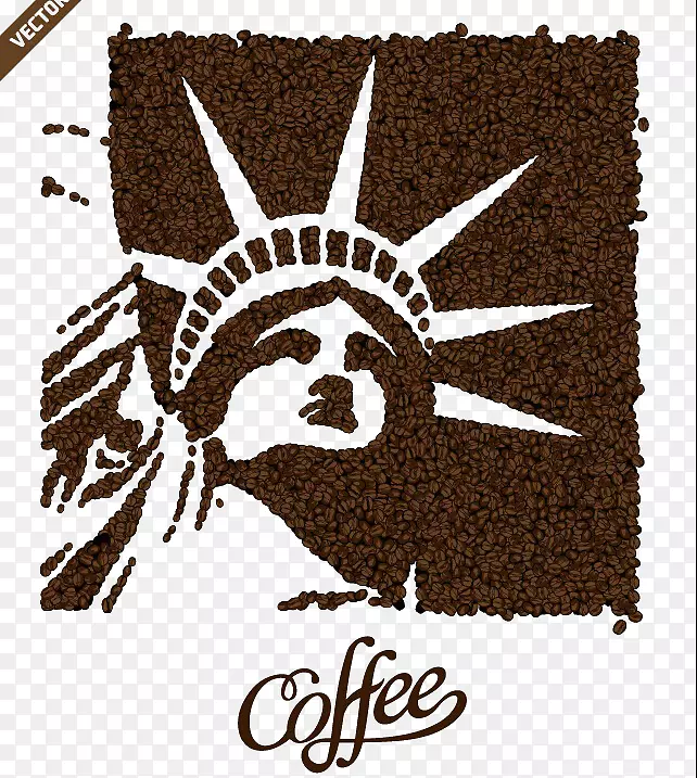 自由女神像咖啡茶馆海报-自由女神像咖啡豆背景材料免费扣
