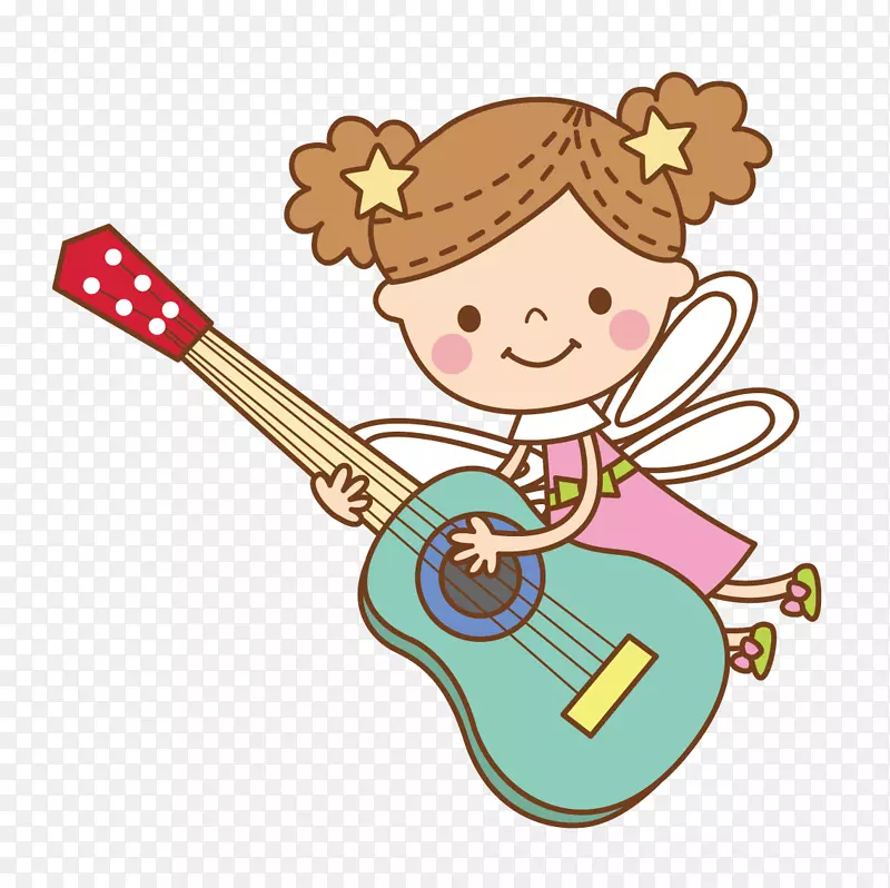 吉他卡通剪辑艺术-小天使弹吉他