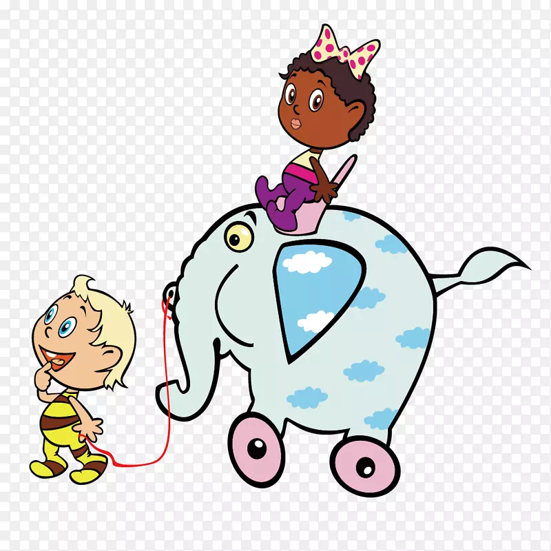儿童大象-玩大象车孩子