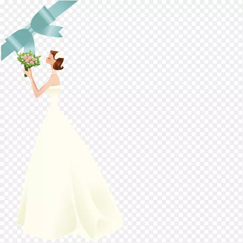 Adobe插画-捧着鲜花新娘