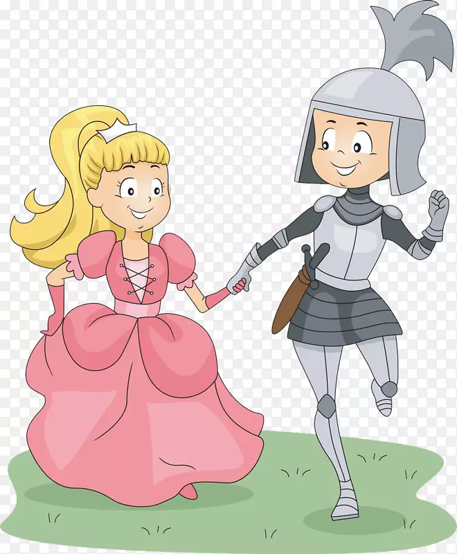 公主骑士-免费剪贴画-王子和公主一起跑
