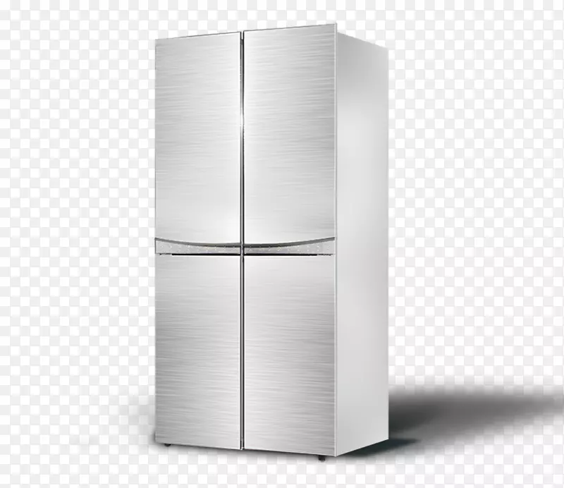 冰箱角家具.银色曲线式开放式冰箱