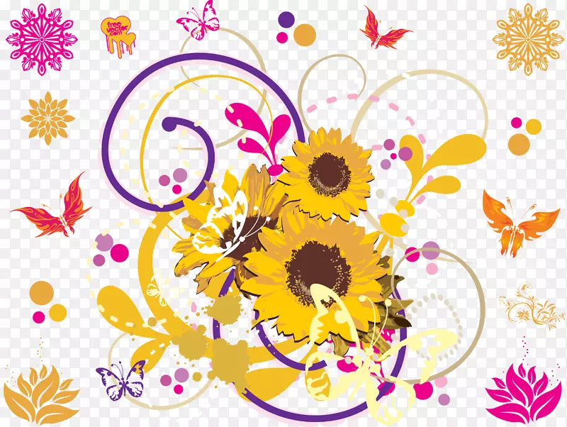 普通向日葵视觉艺术花卉设计插图向日葵图