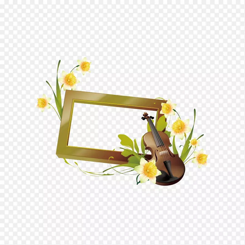 小提琴画框--小提琴和花卉