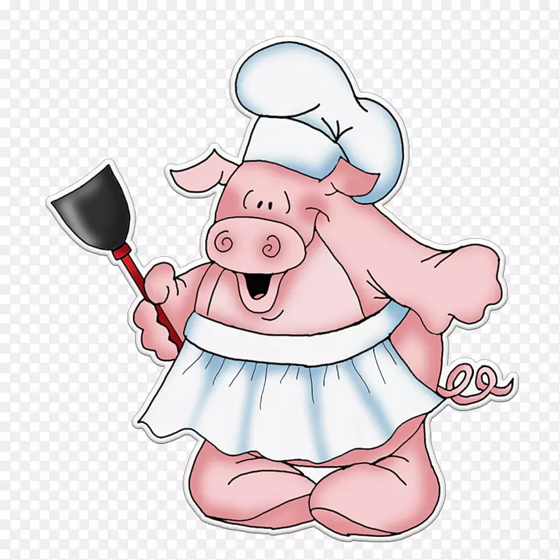 家用猪纸厨师烹饪插图-卡通猪厨师