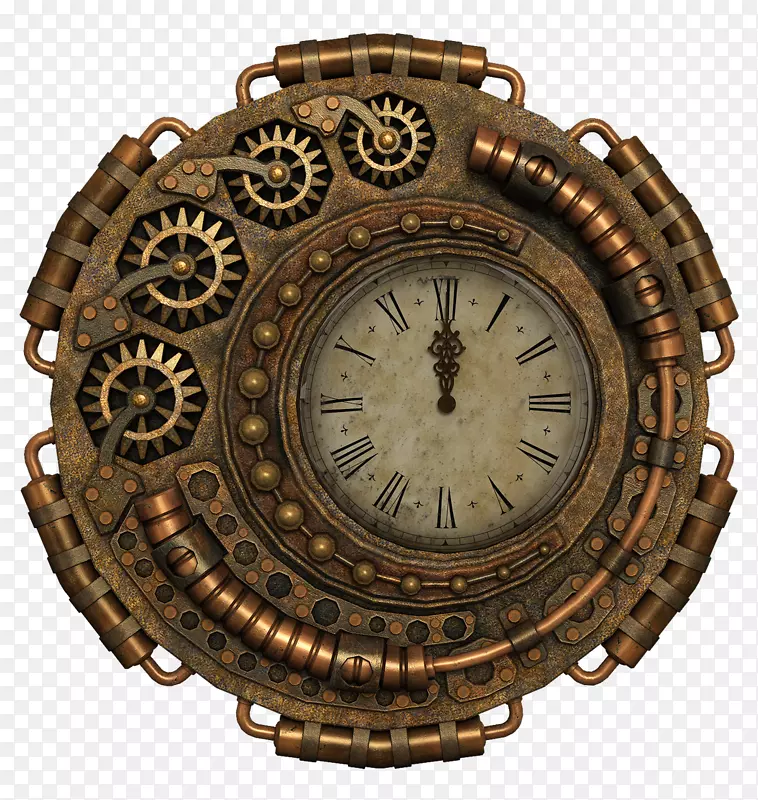 蒸汽朋克时钟像素图-旧钟