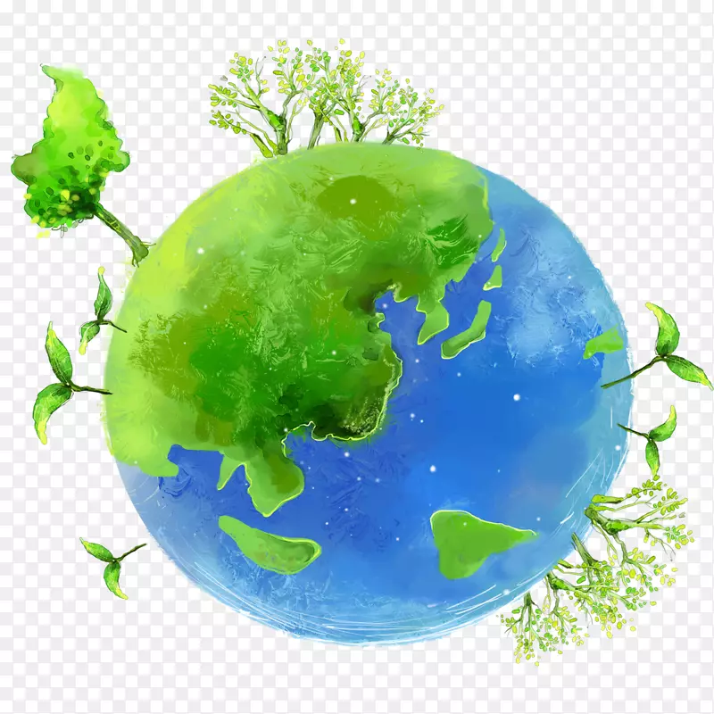 地球卡通插图-环境地球