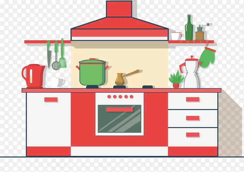 家具客厅厨房图标-平面厨房