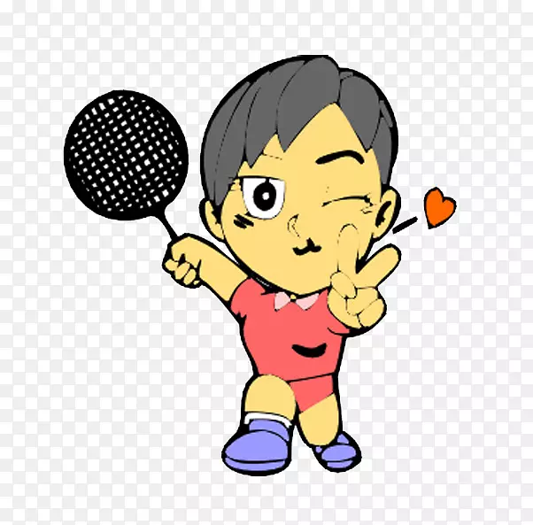 运动羽毛球托马斯杯卡通男孩打羽毛球