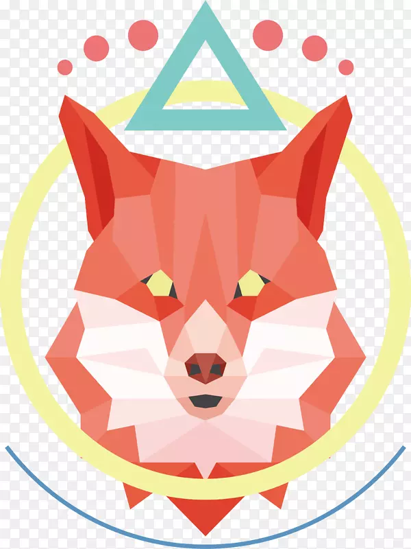 红狐多边形剪贴画-红色低多边形狐头