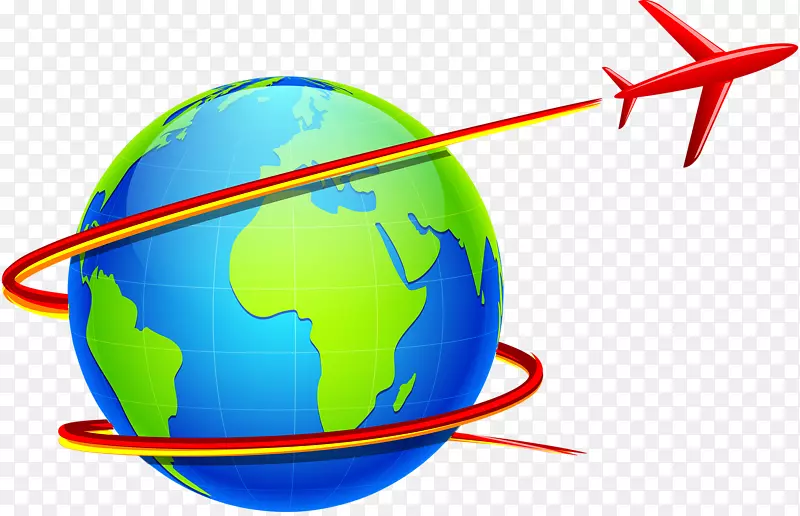 飞机飞行地球世界剪贴画-蓝地球