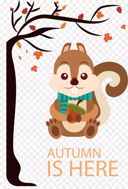 松鼠剪贴画-可爱的秋季松鼠