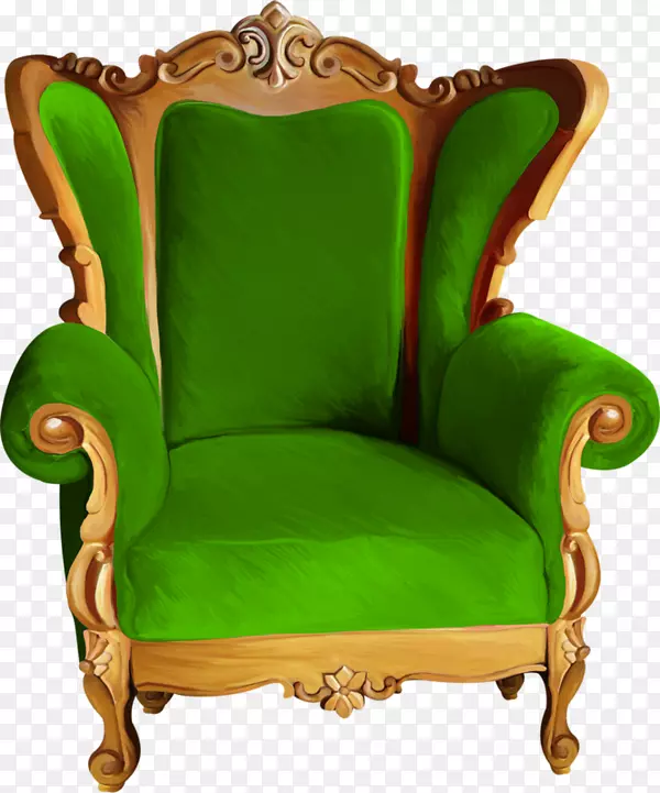 翼椅绿色家具宝座漆绿色天鹅绒座椅
