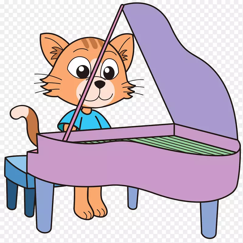 钢琴卡通免费剪贴画小猫弹钢琴