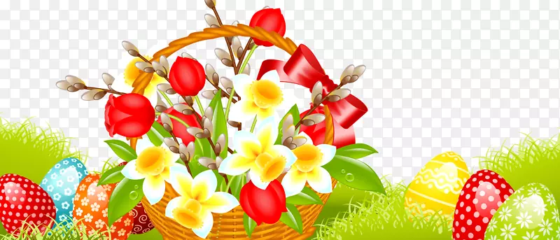 复活节兔子花复活节彩蛋剪贴画-复活节彩蛋设计