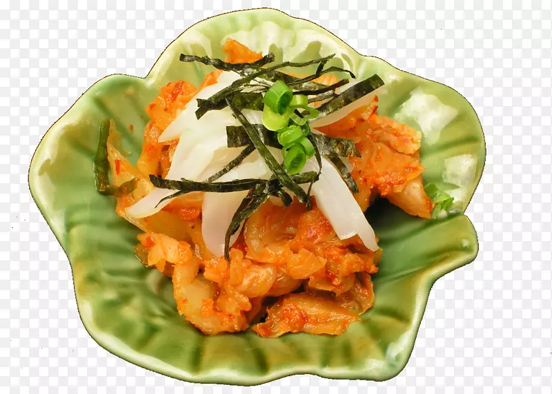 泰国料理泡菜碗海鲜拿能面泡菜辣卷心菜配鱿鱼