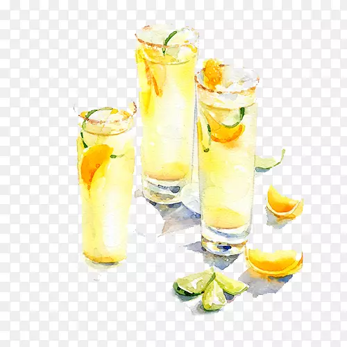鸡尾酒bxe1nh购买9t lu1ecdc水彩画插图.柠檬汁