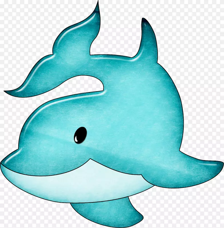 普通宽吻海豚卡通蓝色-卡通蓝色海豚