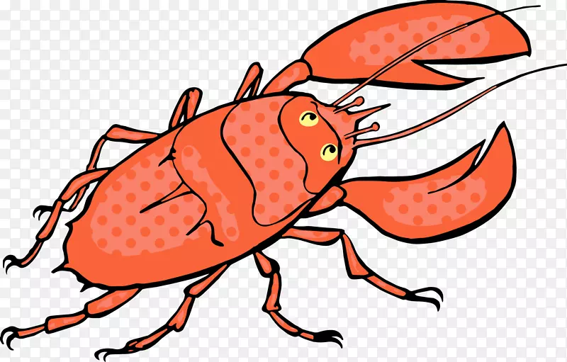 龙虾蟹海鲜卡通剪辑艺术手绘龙虾