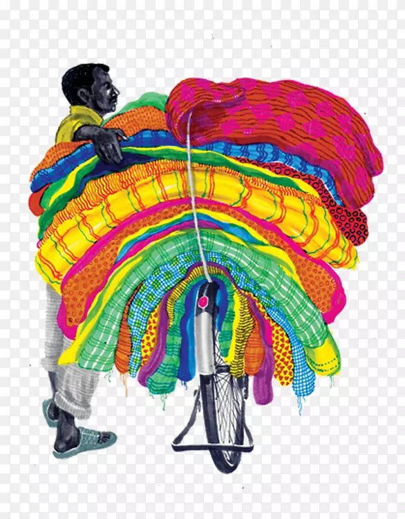 Kala Ghoda孟买鸭设计视觉艺术自行车插图-卡通印度小贩
