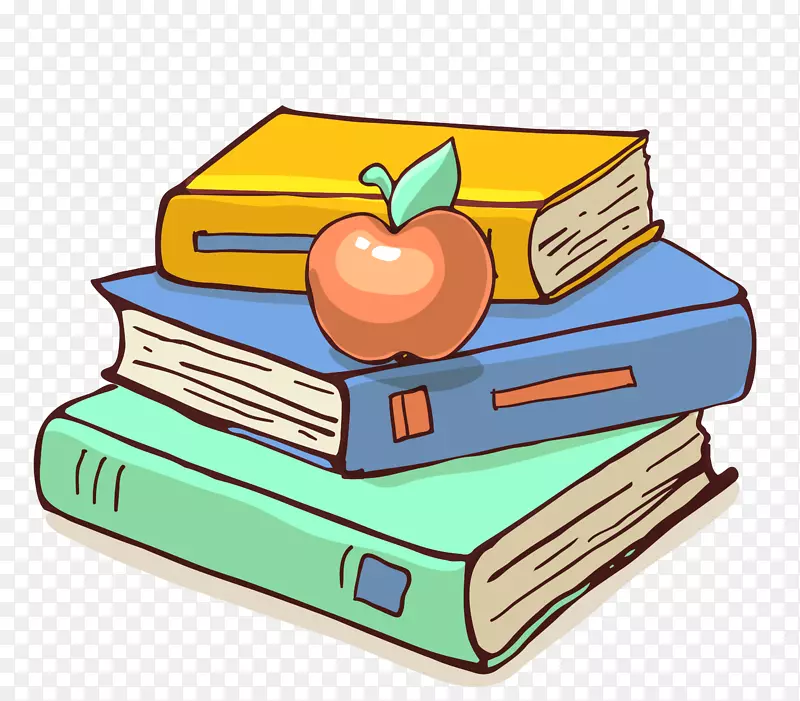书籍剪贴画-书籍和苹果