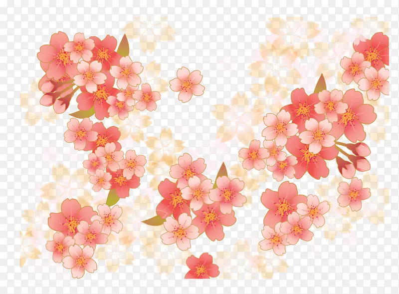 樱花粉红手绘粉色樱花