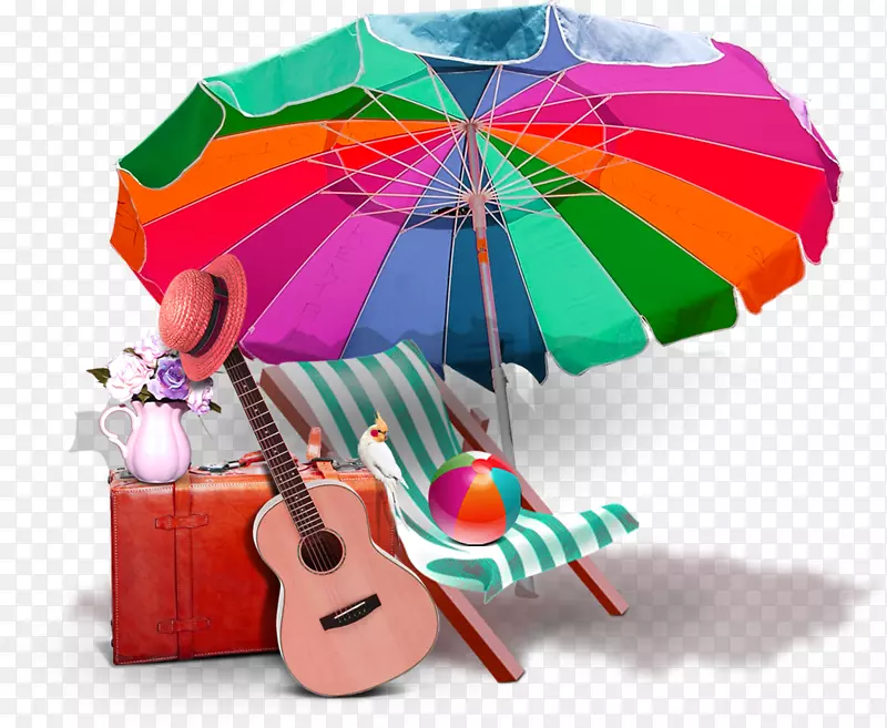 平面设计沙滩椅下载-太阳伞沙滩椅小提琴大海