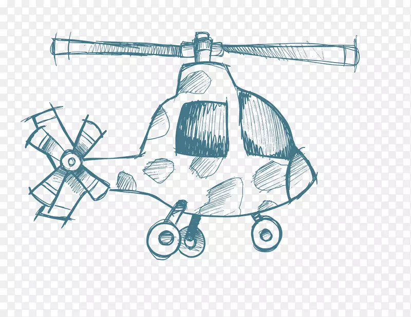 直升机飞机绘图.手绘直升机