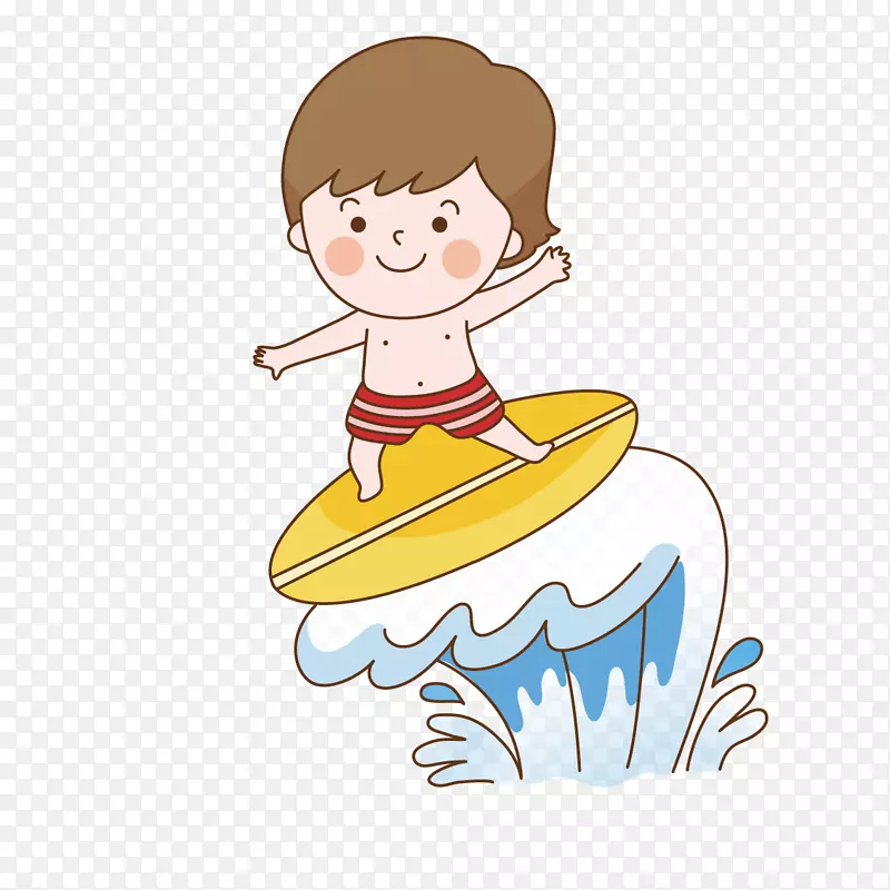 儿童插画-儿童冲浪