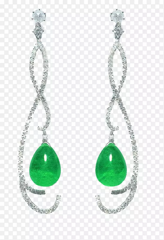 耳环翡翠钻石项链祖母绿耳环