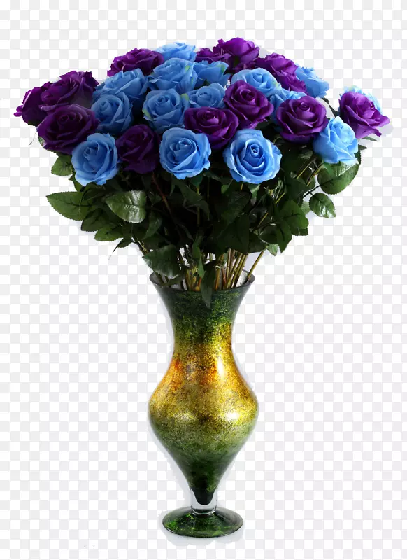 花园玫瑰蓝玫瑰花瓶花束花瓶