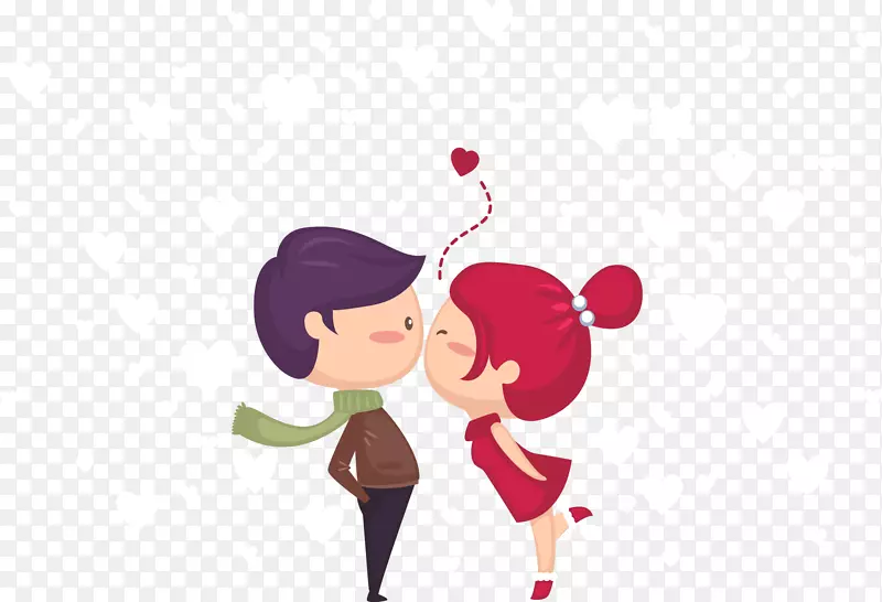 亲吻绘画爱情-可爱的年轻恋人接吻