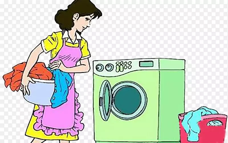 洗衣机衣服洗碗机妈妈用洗衣机洗衣服