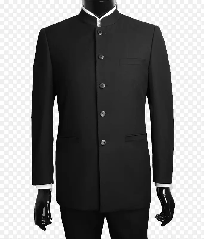 毛套装，国语领夹克，黑色西服