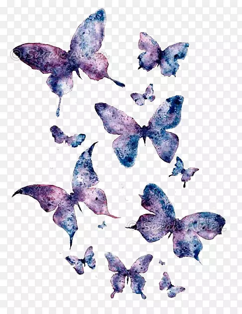 蝴蝶纸水彩画艺术紫色蝴蝶