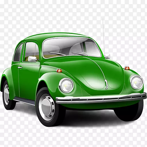 大众甲虫图标-绿色经典汽车