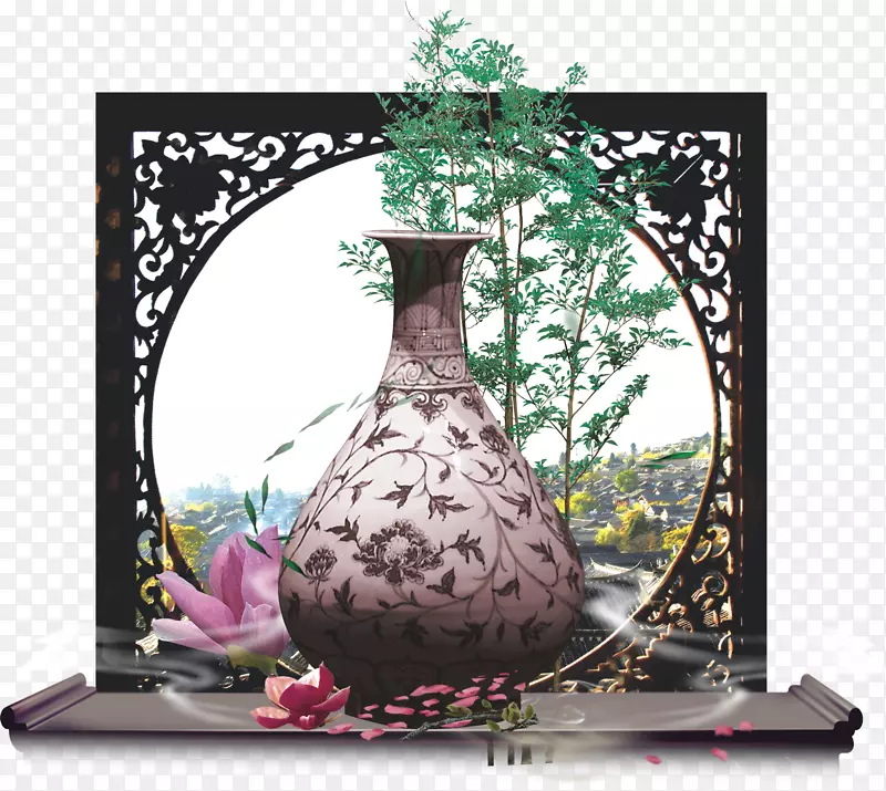 红酒酒水诗瓷古典花瓶