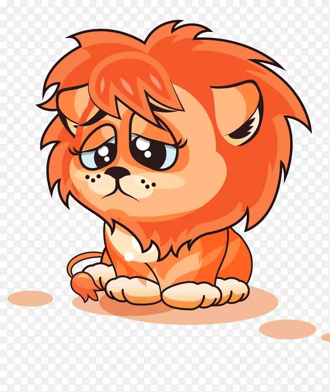 狮子卡通摄影插图-小狮子不满