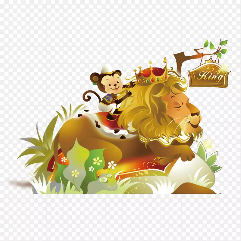 狮子猿猴-卡通狮子猴