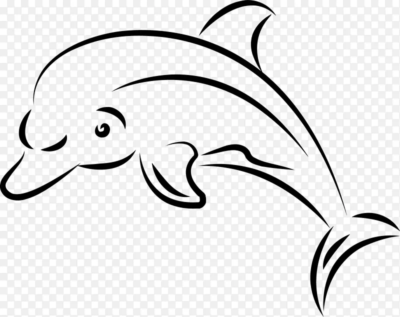 海豚剪影剪贴画-海豚线