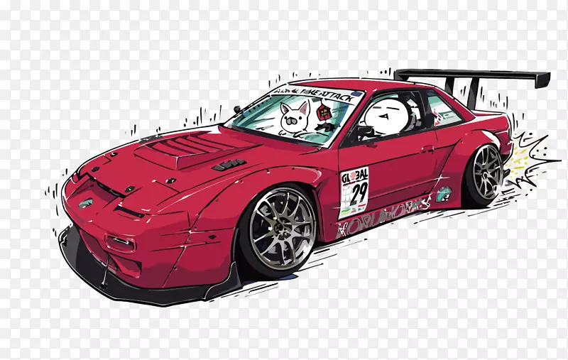 日产240 Sx日产Silvia Lucino-红色跑车