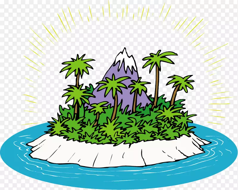 岛屿卡通插图-神秘岛