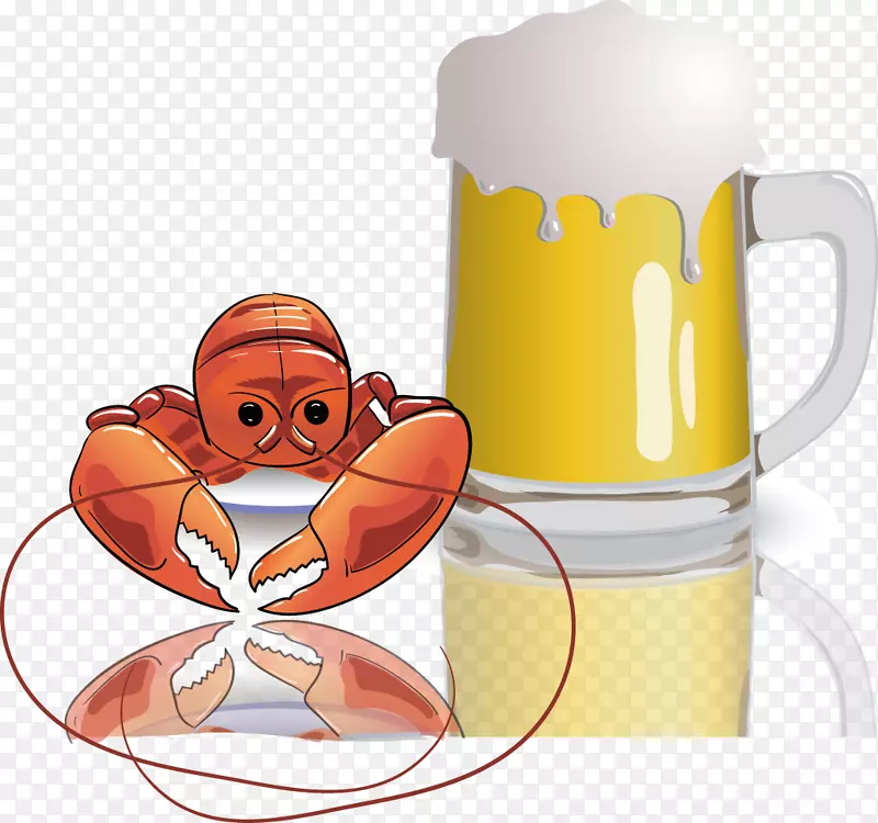 啤酒玻璃器皿包装龙虾-精致龙虾啤酒