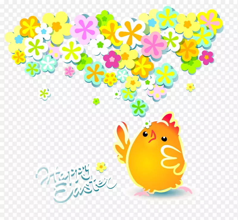 花环插图-复活节小鸡材料