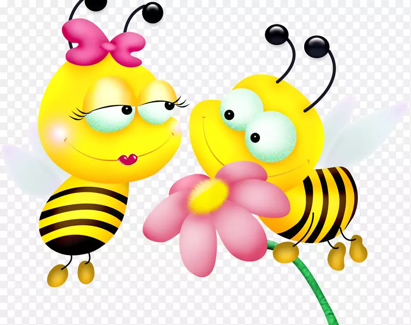 大黄蜂边花剪贴画.卡通蜜蜂