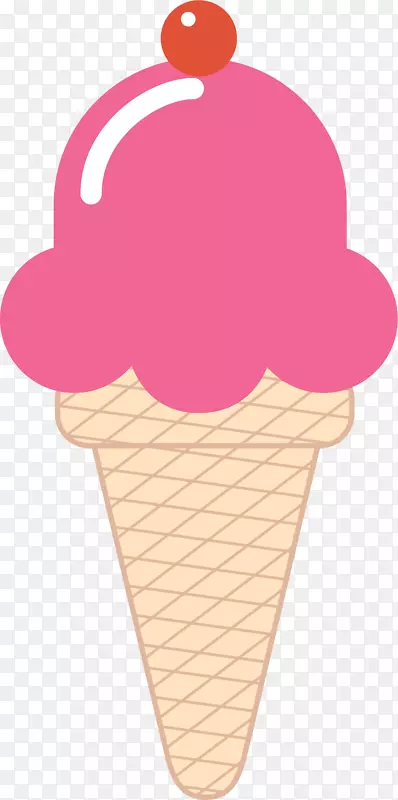 那不勒斯冰淇淋圆锥冰淇淋巧克力冰淇淋卡通粉色冰淇淋